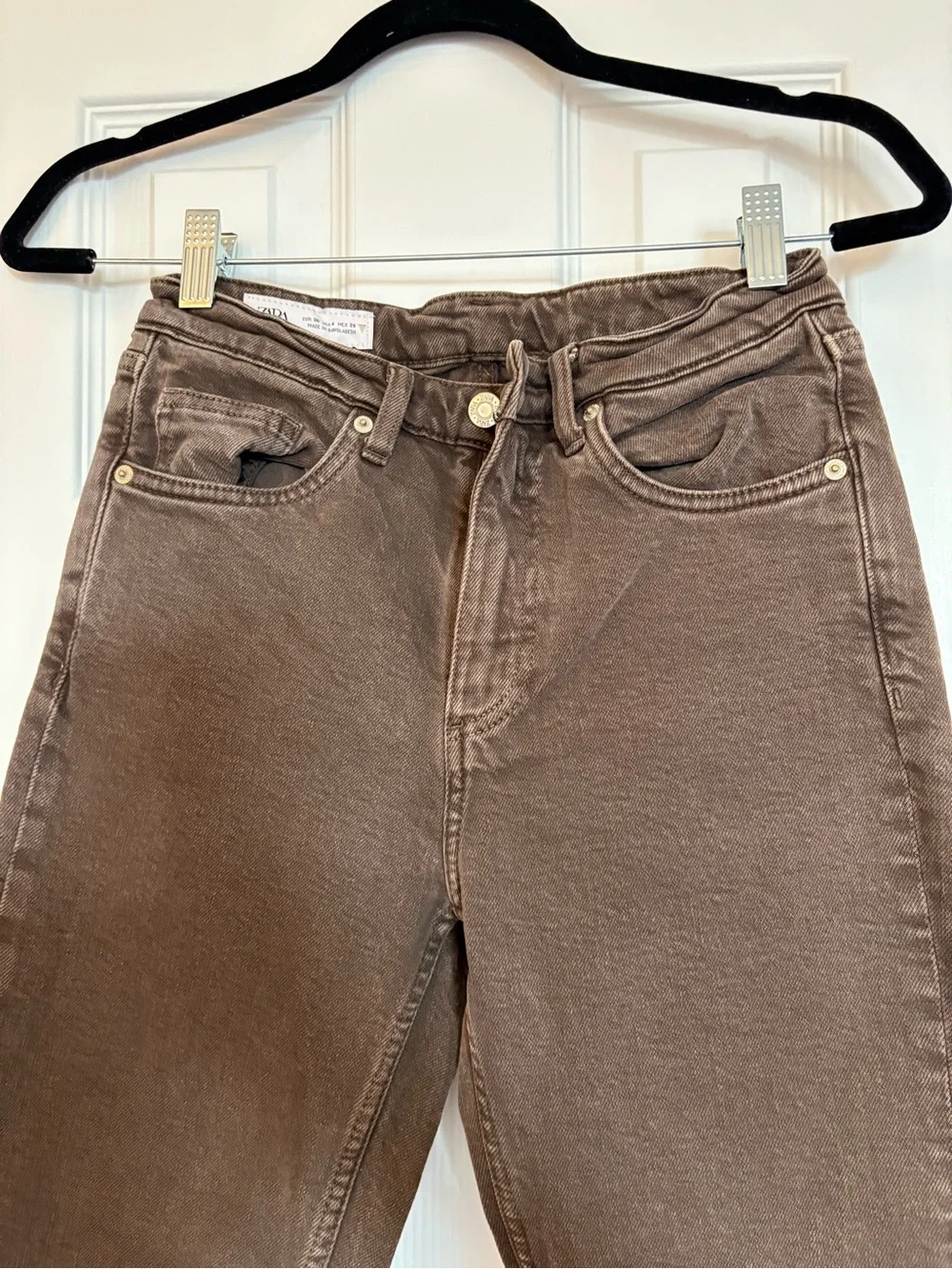 Zara Taupe Straight-Leg Jeans - Picture 2 of 4